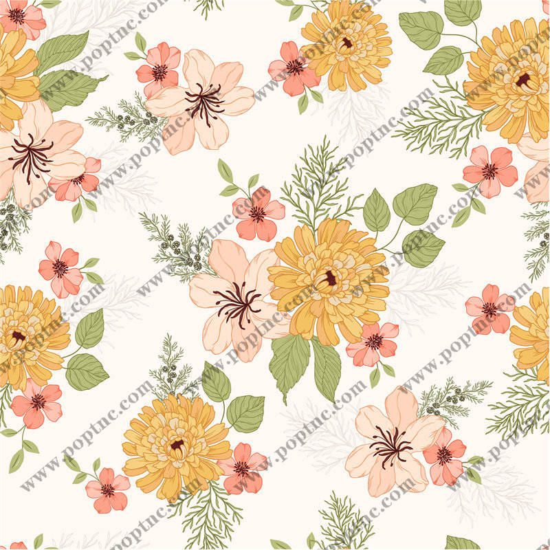 春日花卉图案面料印花服装印花设计