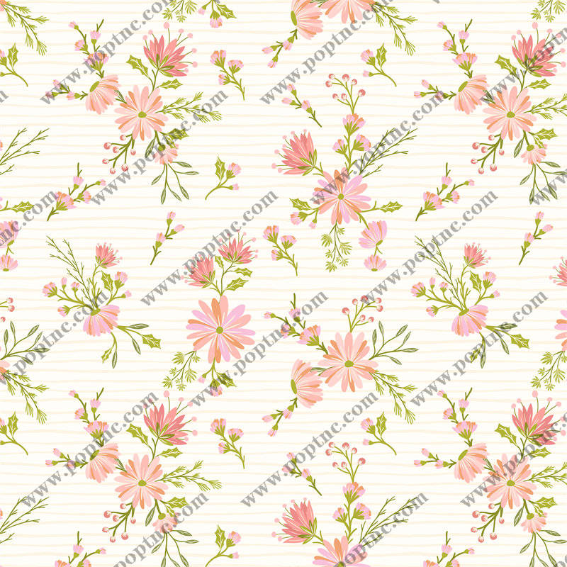 春日清新粉色花卉面料印花服装印花设计