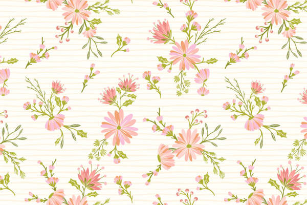 春日清新粉色花卉面料印花服装印花设计