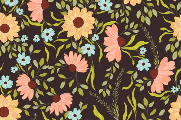 复古风格花卉面料印花,春夏季服装印花设计