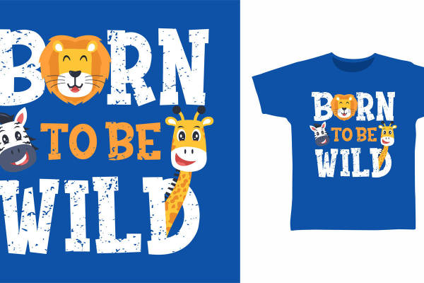儿童趣味动物裁片印花服装,'BORN TO BE WILD'创意设计