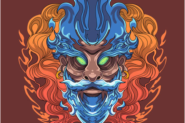 火焰与水元素融合的创意裁片印花服装