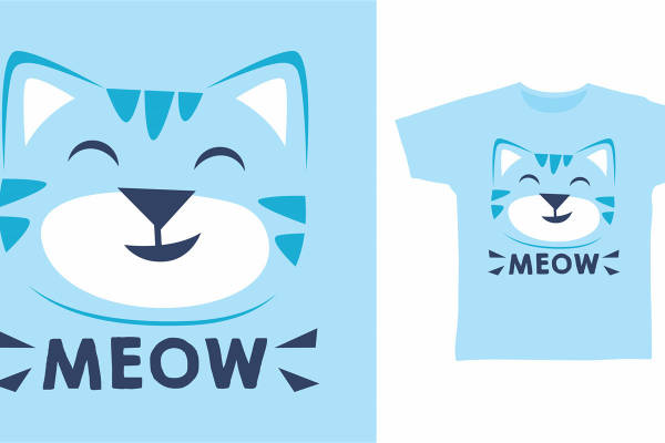 可爱猫咪裁片印花服装 时尚休闲T恤设计