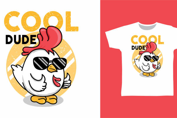 时尚趣味鸡裁片印花服装印花T恤设计