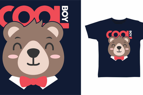 时尚可爱熊头裁片印花服装印花T恤设计