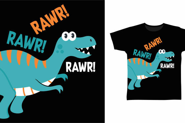 趣味恐龙裁片印花服装,儿童卡通服装印花设计