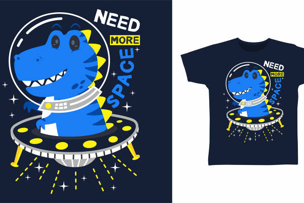 创意恐龙裁片印花服装,太空主题趣味服装印花设计