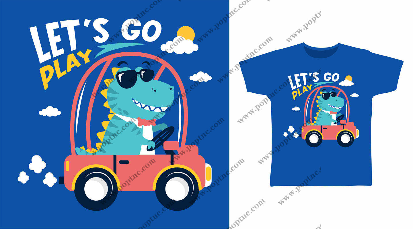 儿童恐龙汽车裁片印花服装印花设计