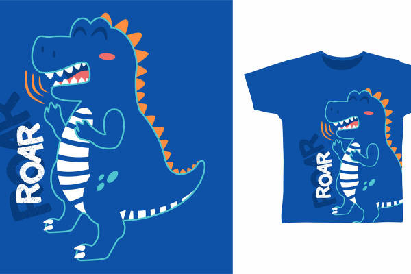创意恐龙裁片印花服装 儿童趣味卡通服装印花设计