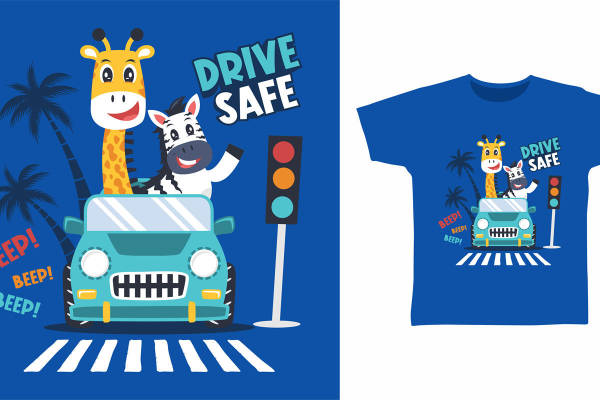 趣味动物裁片印花服装,倡导安全驾驶的创意服装印花