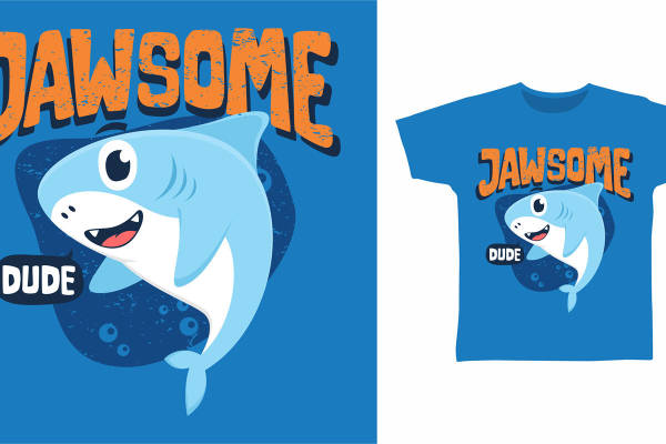 时尚鲨鱼裁片印花服装印花设计，展现个性魅力