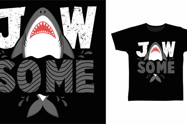 创意鲨鱼裁片印花服装 时尚街头风格个性T恤