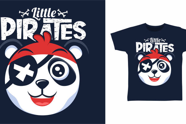 儿童海盗主题裁片印花服装 可爱熊猫图案T恤