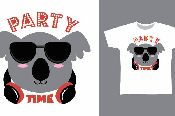 时尚派对时间狗狗头裁片印花服装印花T恤设计