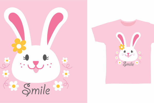 可爱兔子与花朵裁片印花服装,展现甜美风格