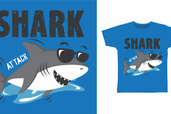 时尚鲨鱼主题裁片印花服装印花设计