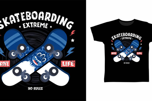 时尚滑板主题裁片印花服装印花T恤设计
