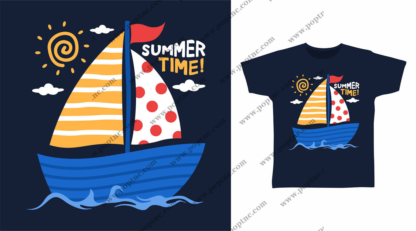 夏日时光主题裁片印花服装印花设计