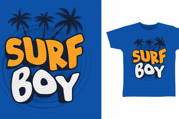 夏季新款裁片印花服装印花T恤:Surf Boy热带风情