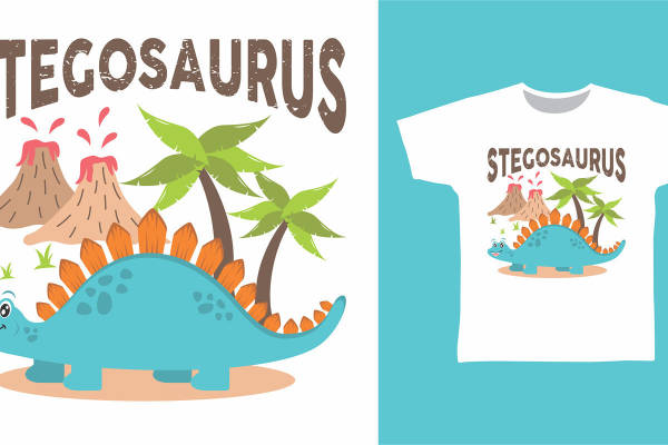 趣味卡通恐龙裁片印花儿童服装印花设计