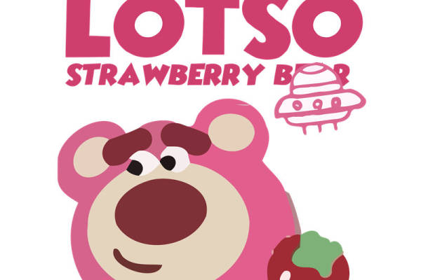 可爱卡通熊裁片印花服装 草莓熊图案T恤设计