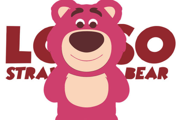 可爱粉色流浪熊裁片印花服装,时尚潮流卡通图案服装印花