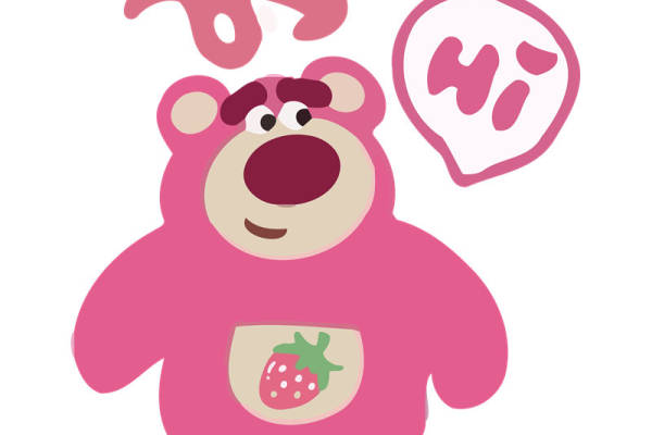 可爱粉色草莓熊裁片印花服装印花设计