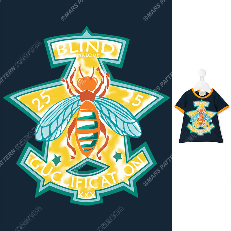 创意蜜蜂裁片印花服装 时尚潮流个性设计
