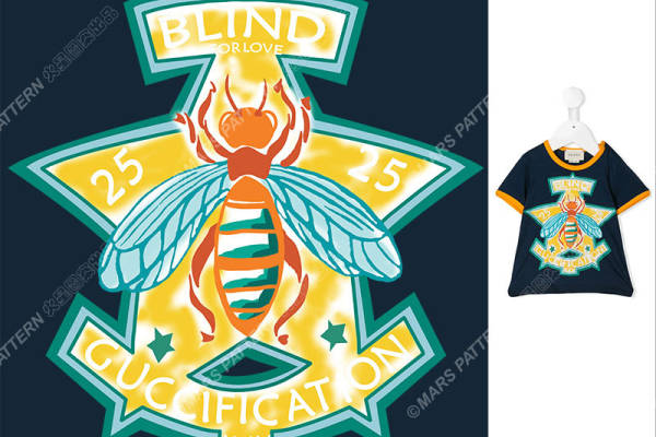 创意蜜蜂裁片印花服装 时尚潮流个性设计