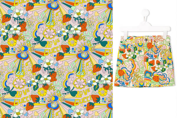 夏季新款时尚草莓花卉裁片印花服装印花设计