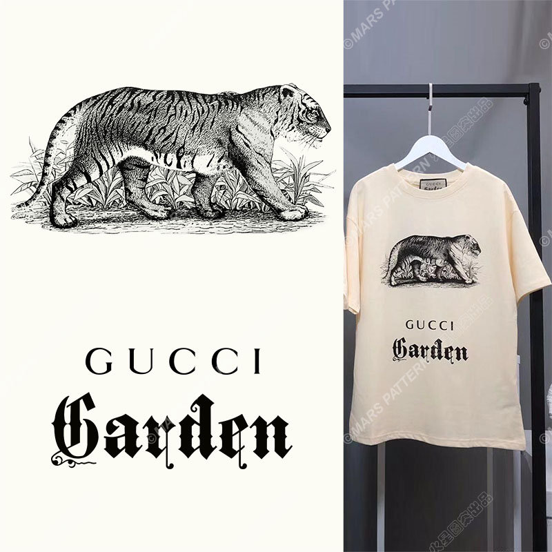 时尚老虎裁片印花服装印花设计，展现个性与自然之美