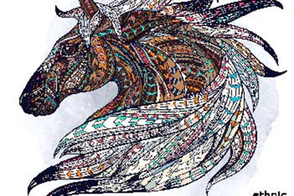 民族风马图案裁片印花服装印花设计