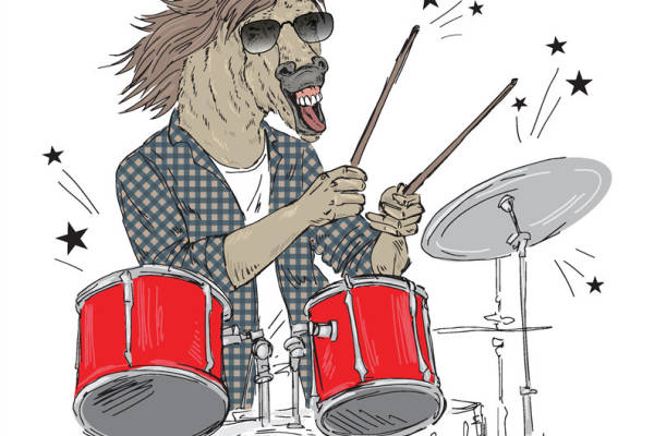 摇滚狮子裁片印花服装印花设计,展现音乐热情