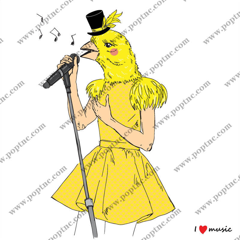 创意卡通裁片印花服装:音乐鸡形象服装印花设计