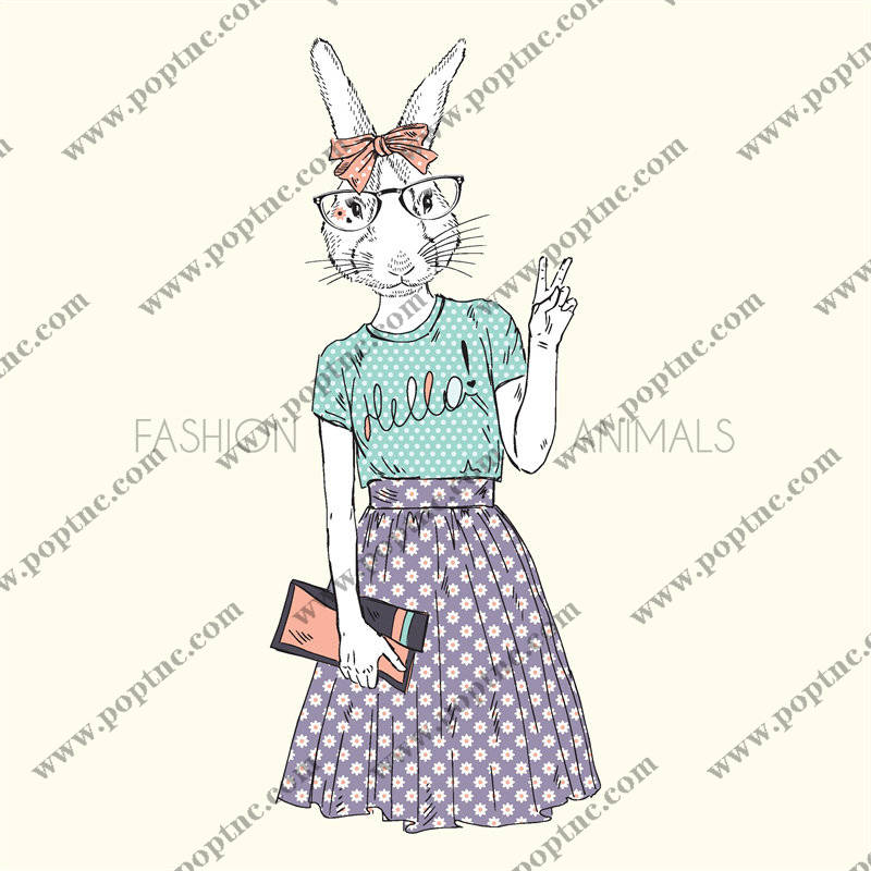 时尚动物主题裁片印花服装印花设计