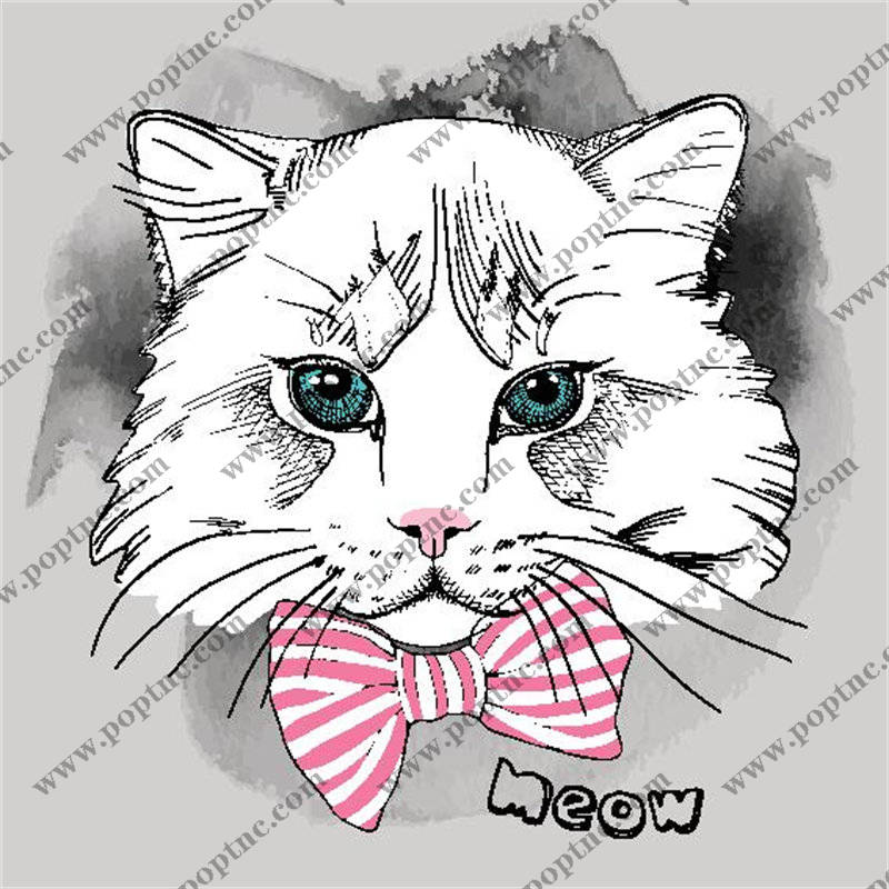 时尚猫咪裁片印花服装 可爱卡通风格服装印花设计