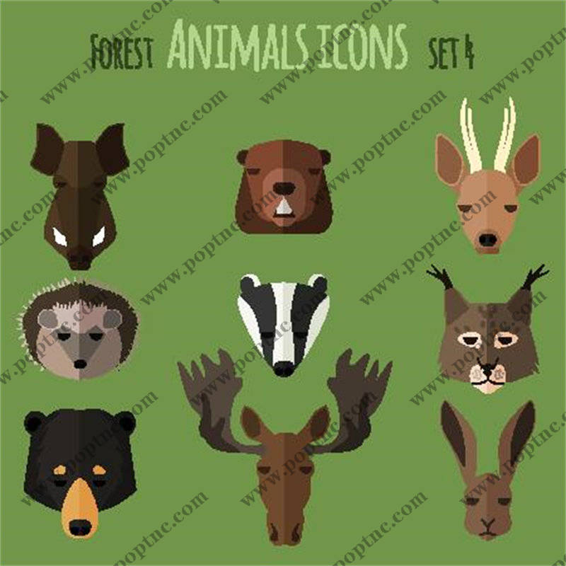 森林动物图标集4:创意裁片印花服装印花设计