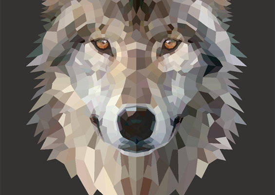 几何风格狼头裁片印花服装印花设计