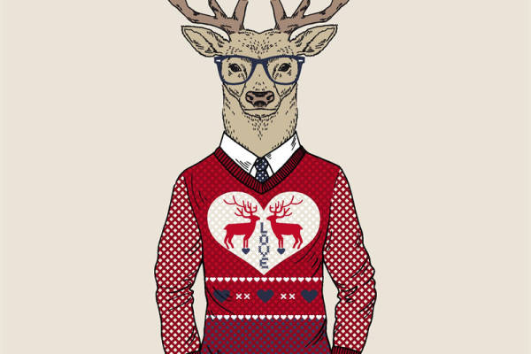 创意鹿头裁片印花服装,情人节特别款服装印花设计