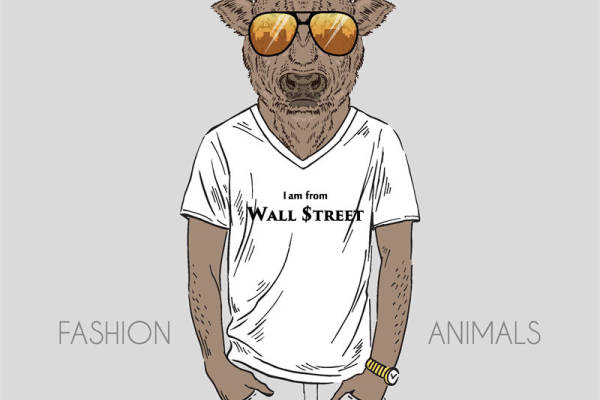 创意动物裁片印花服装：华尔街牛头图案T恤