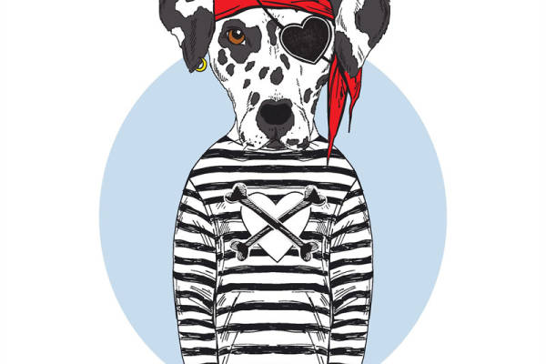 时尚狗头图案裁片印花服装印花设计