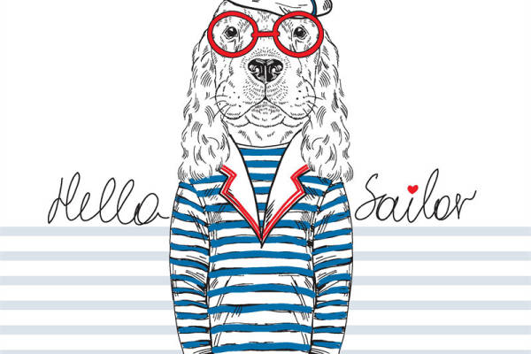 可爱水手风格兔子裁片印花服装设计