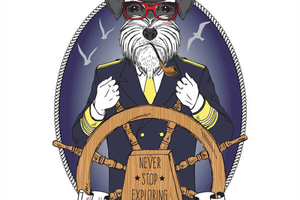 航海主题裁片印花服装 探索精神船长图案