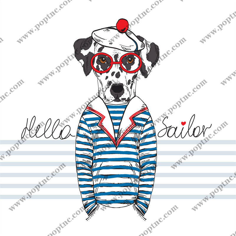 可爱狗狗裁片印花服装,时尚水手风格宠物服饰设计