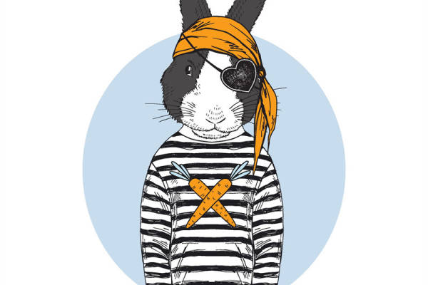 时尚兔子裁片印花服装印花设计