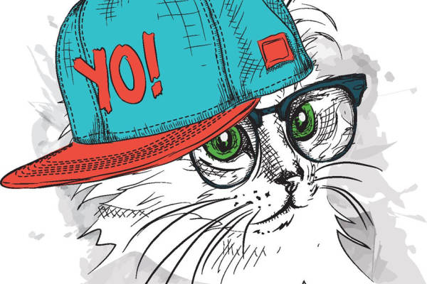 创意卡通猫裁片印花服装，潮流街头风格服装印花设计