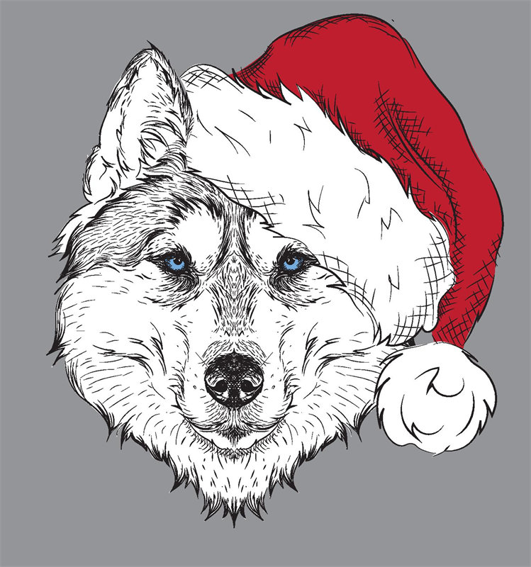 可爱圣诞帽西高地白梗犬裁片印花服装
