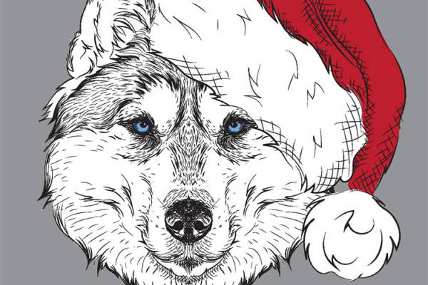 可爱圣诞帽西高地白梗犬裁片印花服装