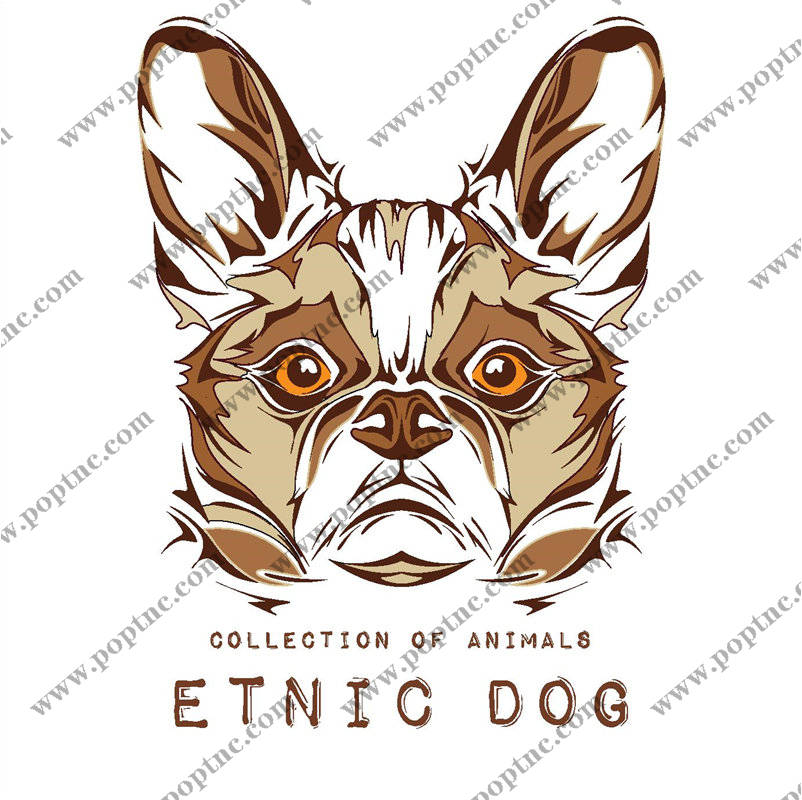 民族风狗头裁片印花服装印花设计