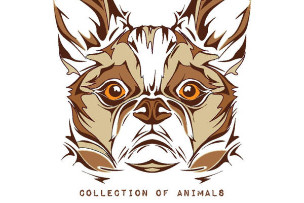 民族风狗头裁片印花服装印花设计